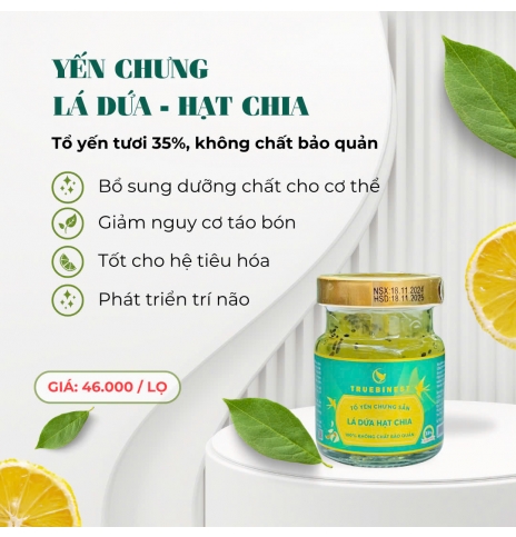 Tổ yến chưng lá dứa hạt chia