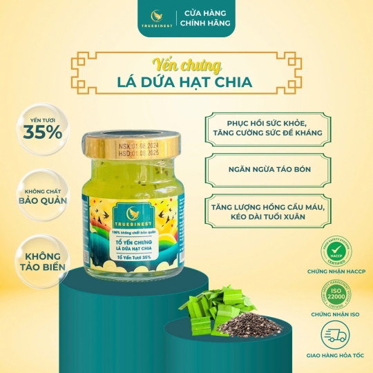 Tổ yến chưng lá dứa hạt chia