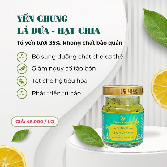 Tổ yến chưng lá dứa hạt chia